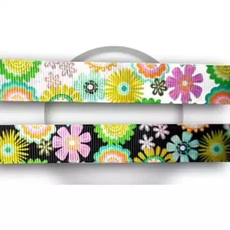 Lacets double-face noirs & blancs à fleurs pour vos chaussures