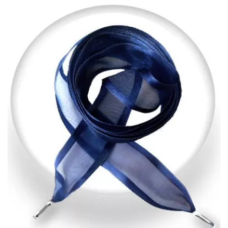 Lacets organdi gansé satin bleu marine pour vos chaussures