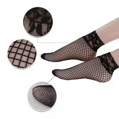 Chaussettes noires résille & dentelle pour vos jolis pieds