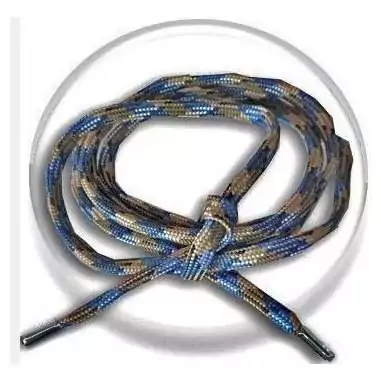 Lacets ronds camouflages paracorde noir, beige & bleu.
