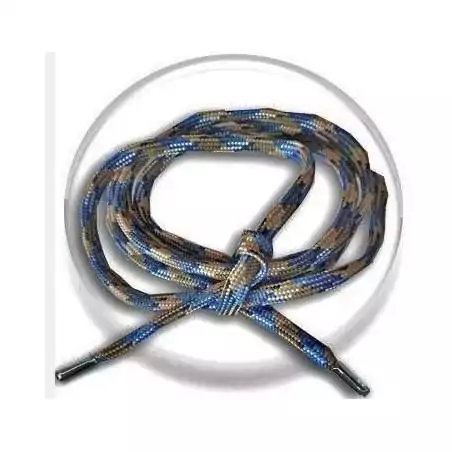 Lacets ronds camouflages paracorde noir, beige & bleu. Lacets ronds camouflages paracorde noir, beige & bleu.
