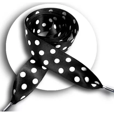 Lacets satin large&nbsp;noir à pois blancs pour vos chaussures