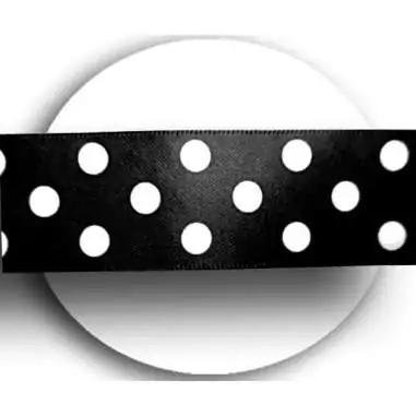 Lacets satin large noir à pois blancs pour vos chaussures