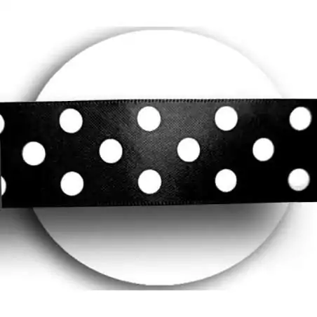 Lacets satin large noir à pois blancs pour vos chaussures