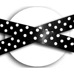 Lacets satin large&nbsp;noir à pois blancs pour vos chaussures 2