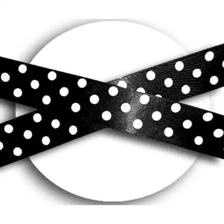 Lacets satin large noir à pois blancs pour vos chaussures