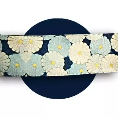 Lacets larges satin décor Japon bleu pour vos chaussures