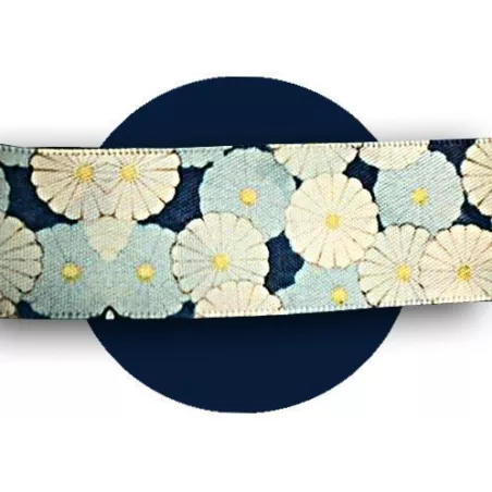 Lacets larges satin décor Japon bleu pour vos chaussures