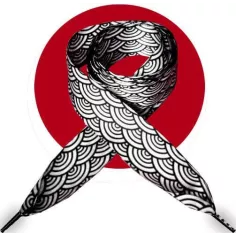 Lacets satin large&nbsp;blanc à motifs japonais noirs pour vos…