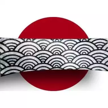 Lacets satin large blanc à motifs japonais noirs pour vos chaussures