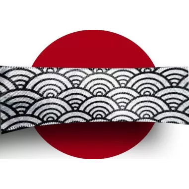 Lacets satin large&nbsp;blanc à motifs japonais noirs pour vos…