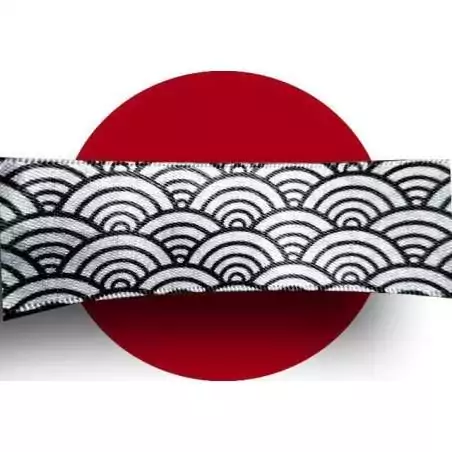 Lacets satin large blanc à motifs japonais noirs pour vos chaussures Lacets satin large blanc à motifs japonais noirs pour vos chaussures