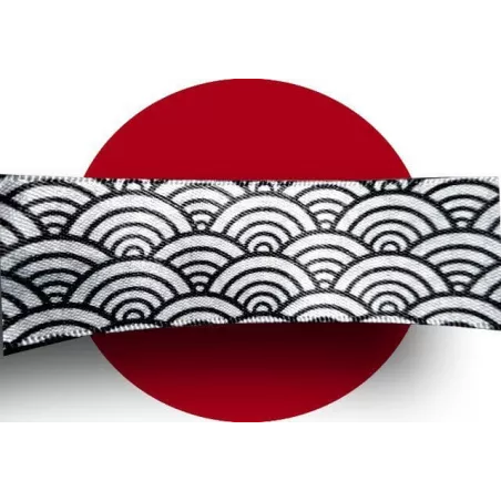 Lacets satin large&nbsp;blanc à motifs japonais noirs pour vos…
