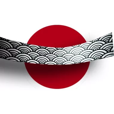 Lacets satin large&nbsp;blanc à motifs japonais noirs pour vos…