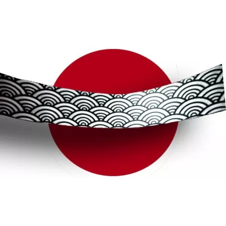 Lacets satin large&nbsp;blanc à motifs japonais noirs pour vos…