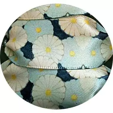 Lacets larges satin décor Japon bleu pour vos chaussures