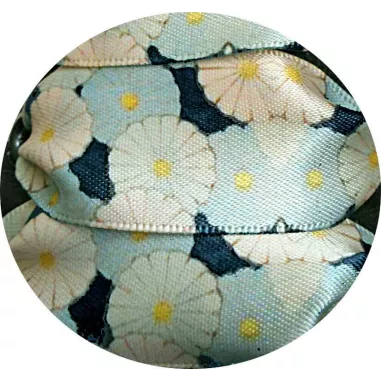 Lacets larges satin décor Japon bleu pour vos chaussures