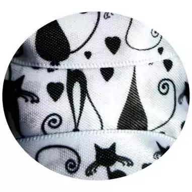 Lacets satin large blanc & motifs chats pour vos chaussures