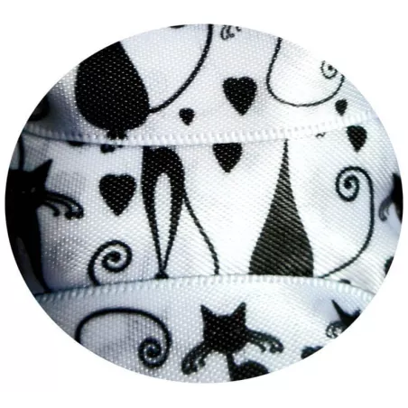 Lacets satin large&nbsp;blanc & motifs&nbsp;chats pour vos chaussures