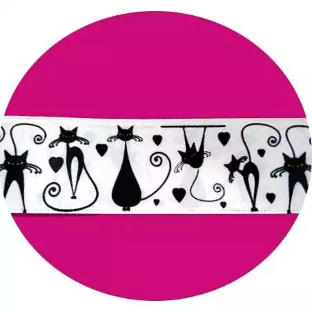 Lacets satin large blanc & motifs chats pour vos chaussures Lacets satin large blanc & motifs chats pour vos chaussures