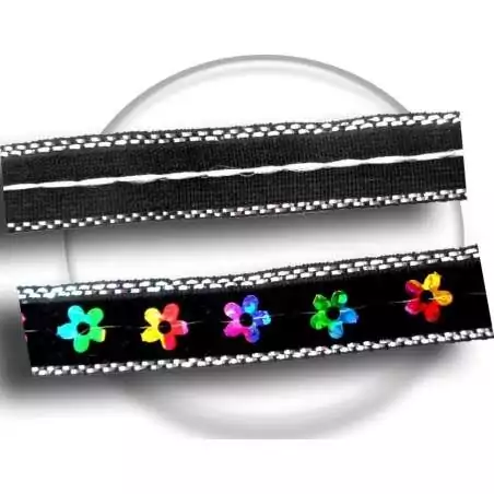 Lacets velours noir fleurs sequins colorées pour vos chaussures  Lacets velours noir fleurs sequins colorées pour vos chaussures