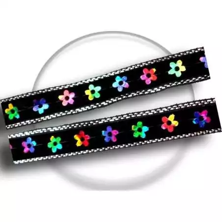 Lacets velours noir fleurs sequins colorées pour vos chaussures  Lacets velours noir fleurs sequins colorées pour vos chaussures