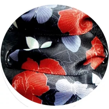 Lacets satin large&nbsp;noir fleurs gris &&nbsp;rouge pour vos…