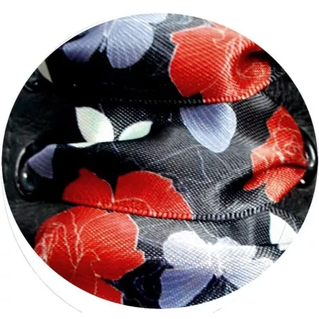 Lacets satin large&nbsp;noir fleurs gris &&nbsp;rouge pour vos…