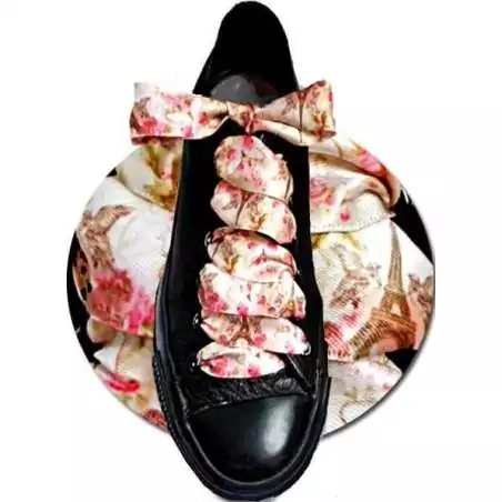 Lacets satin large blanc parisien vintage pour vos chaussures