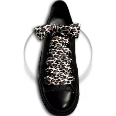 Lacets satin large panthère sable pour vos chaussures