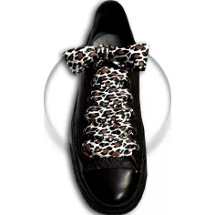Lacets satin large&nbsp;panthère sable pour vos chaussures