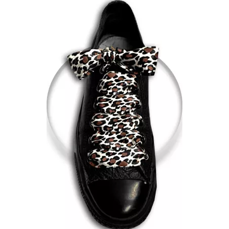 Lacets satin large&nbsp;panthère sable pour vos chaussures