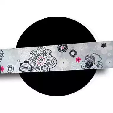 Lacets satin large gris décorés Japon pour vos chaussures