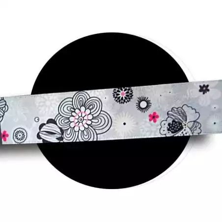 Lacets satin large gris décorés Japon pour vos chaussures