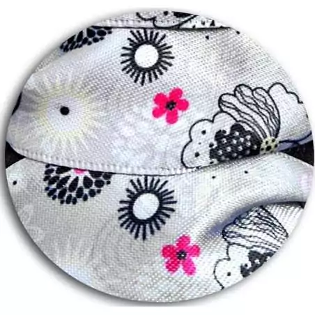 Lacets satin large gris décorés Japon pour vos chaussures