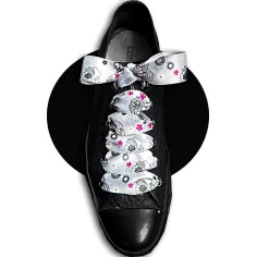 Lacets satin large gris décorés Japon pour vos chaussures