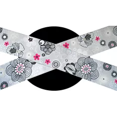 Lacets satin large gris décorés Japon pour vos chaussures 2