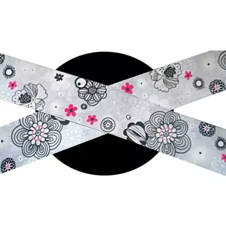 Lacets satin large gris décorés Japon pour vos chaussures