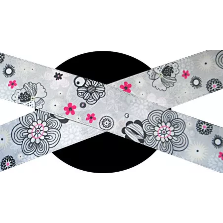 1 paire x lacets larges satin Japon gris
