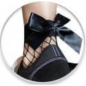 chaussettes résille noires à noeud satin ou ruban
