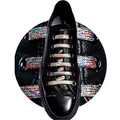 1 paire x lacets paillettes multicolores