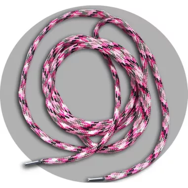 1 paire x lacets ronds paracorde rose & gris & noir