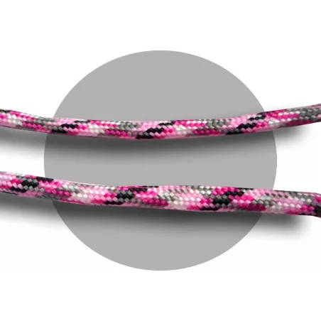 1 paire x lacets ronds paracorde rose & gris & noir
