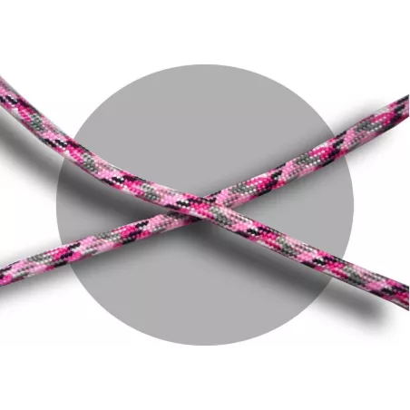 1 paire x lacets ronds paracorde rose & gris & noir