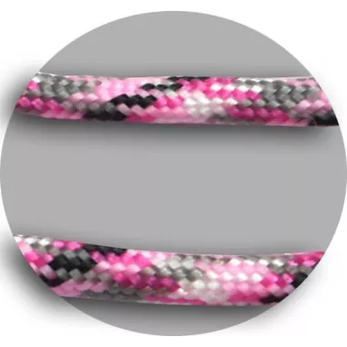 1 paire x lacets ronds paracorde rose & gris & noir