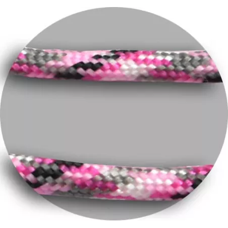 1 paire x lacets ronds paracorde rose & gris & noir
