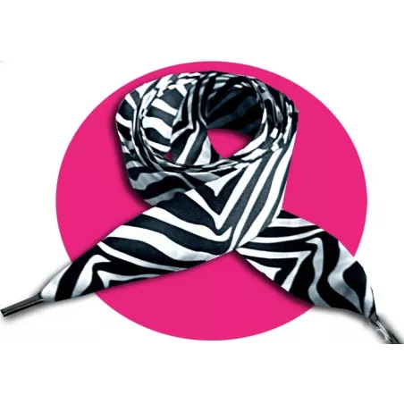 Lacets satin large zèbre noir &nbsp;& blanc pour vos chaussures