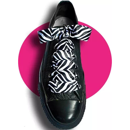 Lacets satin large zèbre noir &nbsp;& blanc pour vos chaussures