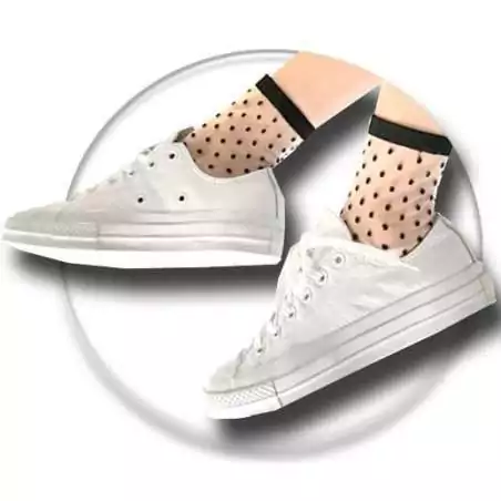 Chaussettes transparentes pois noirs pour vos jolis pieds Chaussettes transparentes pois noirs pour vos jolis pieds