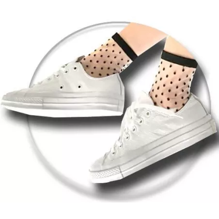 Chaussettes&nbsp;transparentes pois noirs pour vos jolis pieds
